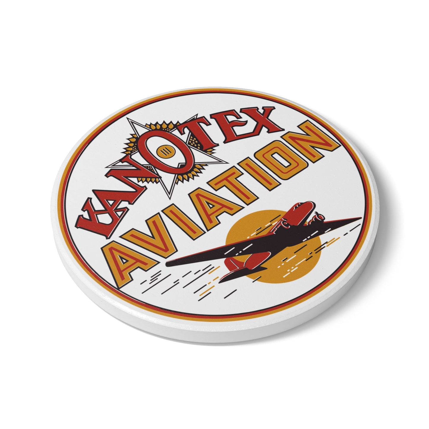 Kanotex Aviation Ceramic Coaster — Vintage Petroliana Gift | The Faded Label Co.