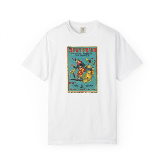 Clown Brand Firecrackers t-shirt black — vintage 4th of July fireworks art — The Faded Label Co.