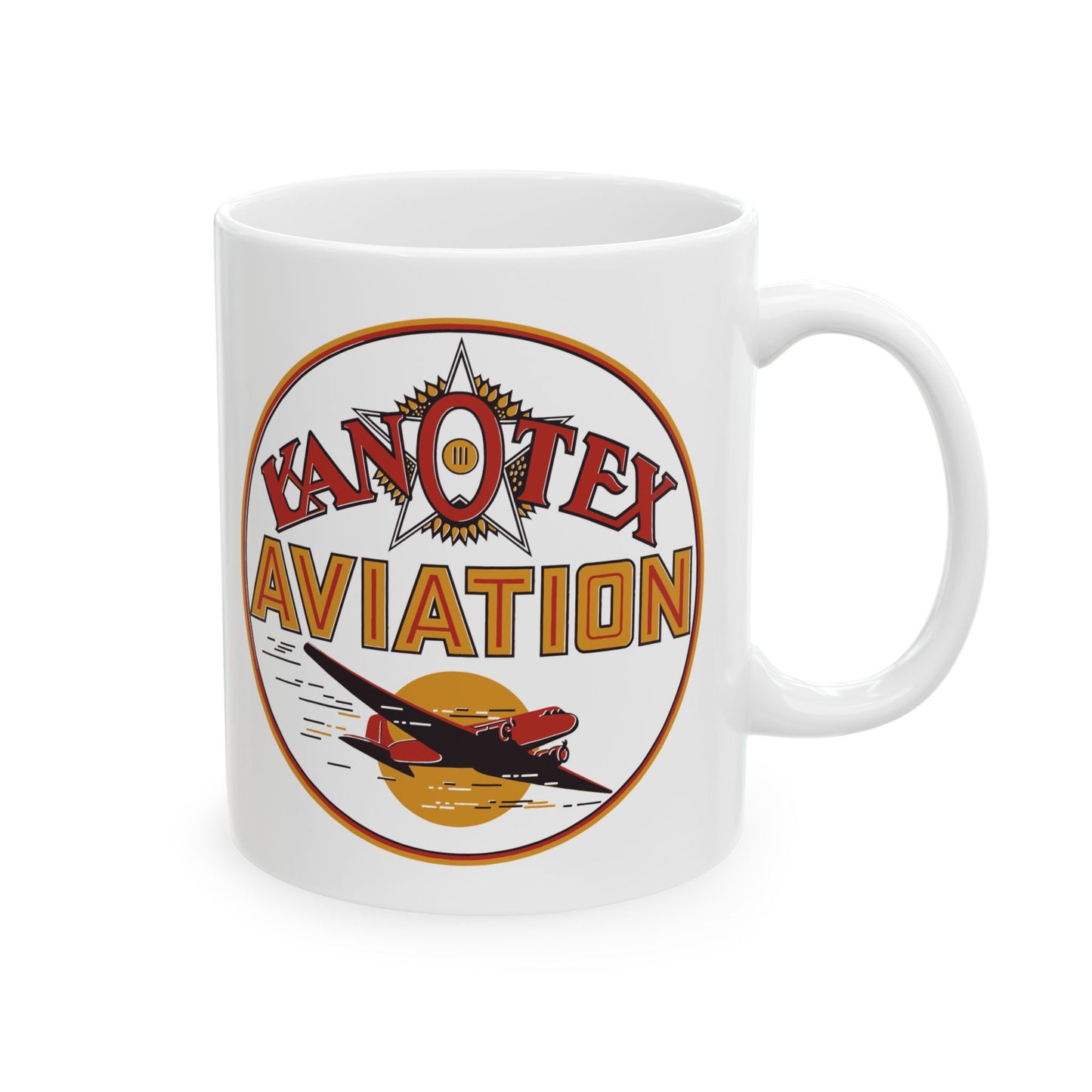 Kanotex Aviation white coffee mug 11oz — vintage petroliana gift — The Faded Label Co.