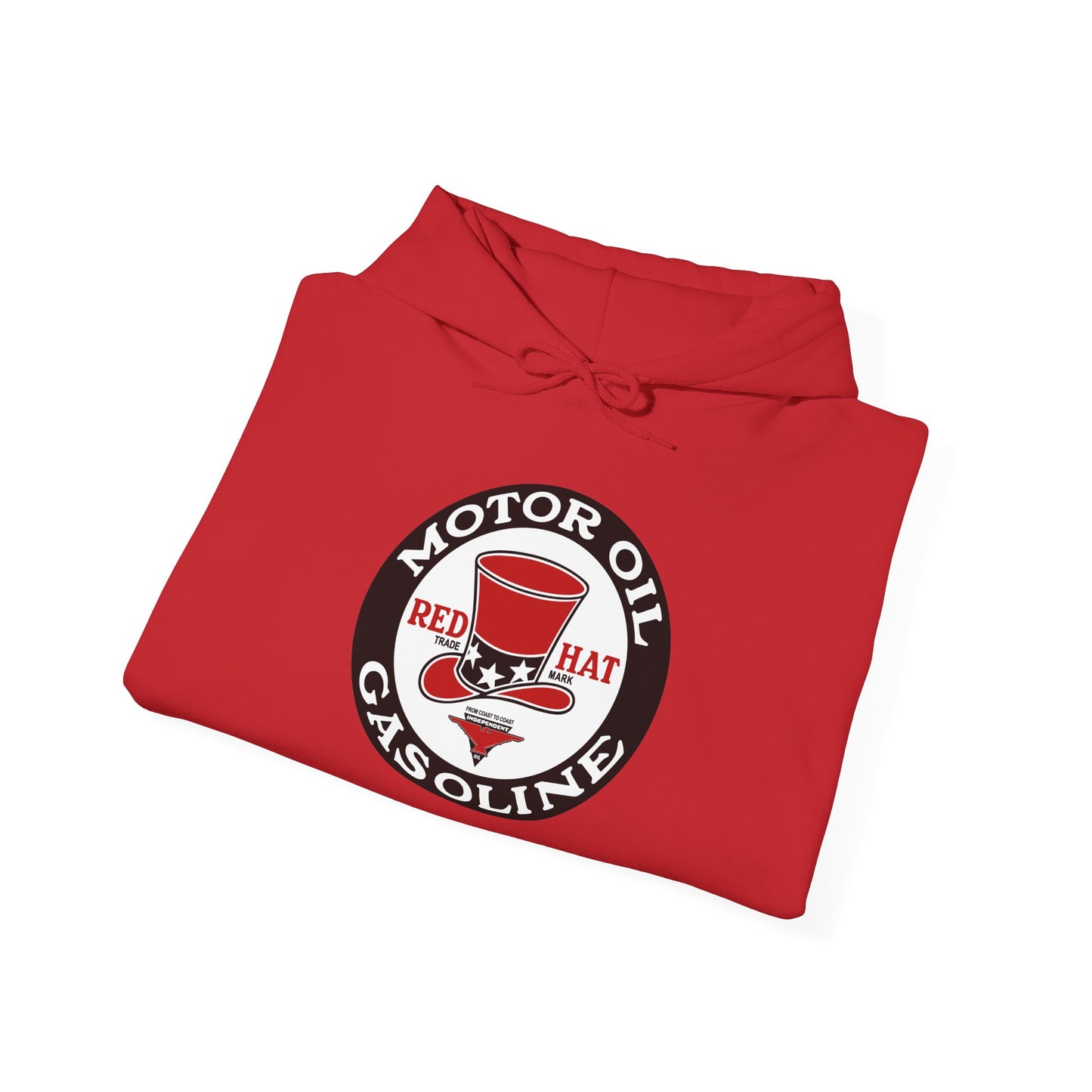 Red Hat Motor Oil Gasoline Hoodie – Retro Vintage Gas & Mechanic Sweatshirt