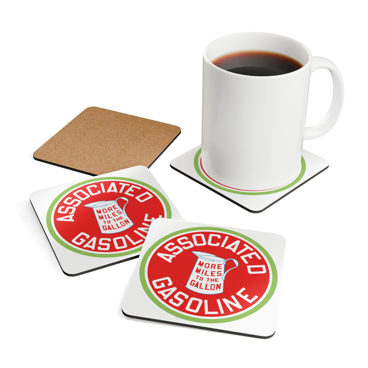 Associated Gasoline Coaster Set — Vintage Petroliana Gift | The Faded Label Co.