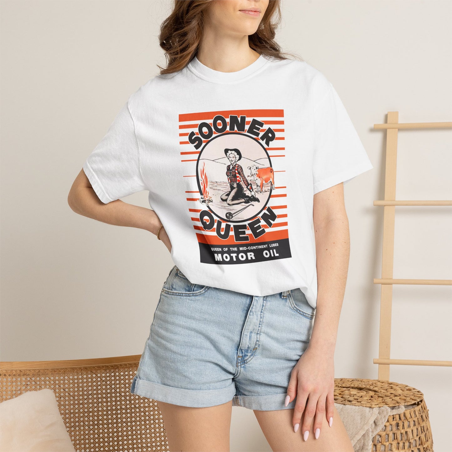 Sooner Queen Motor Oil Graphic T-Shirt comfort colors 1717