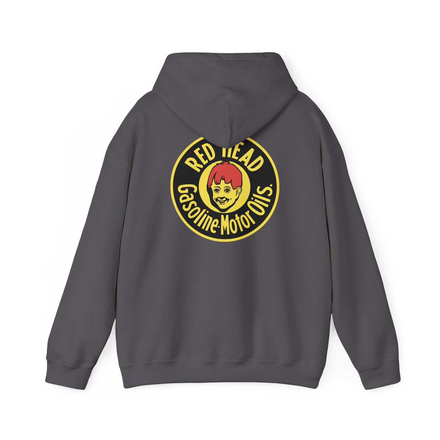 Red Head Gasoline Logo Hoodie — Vintage Automotive Graphic Sweatshirt