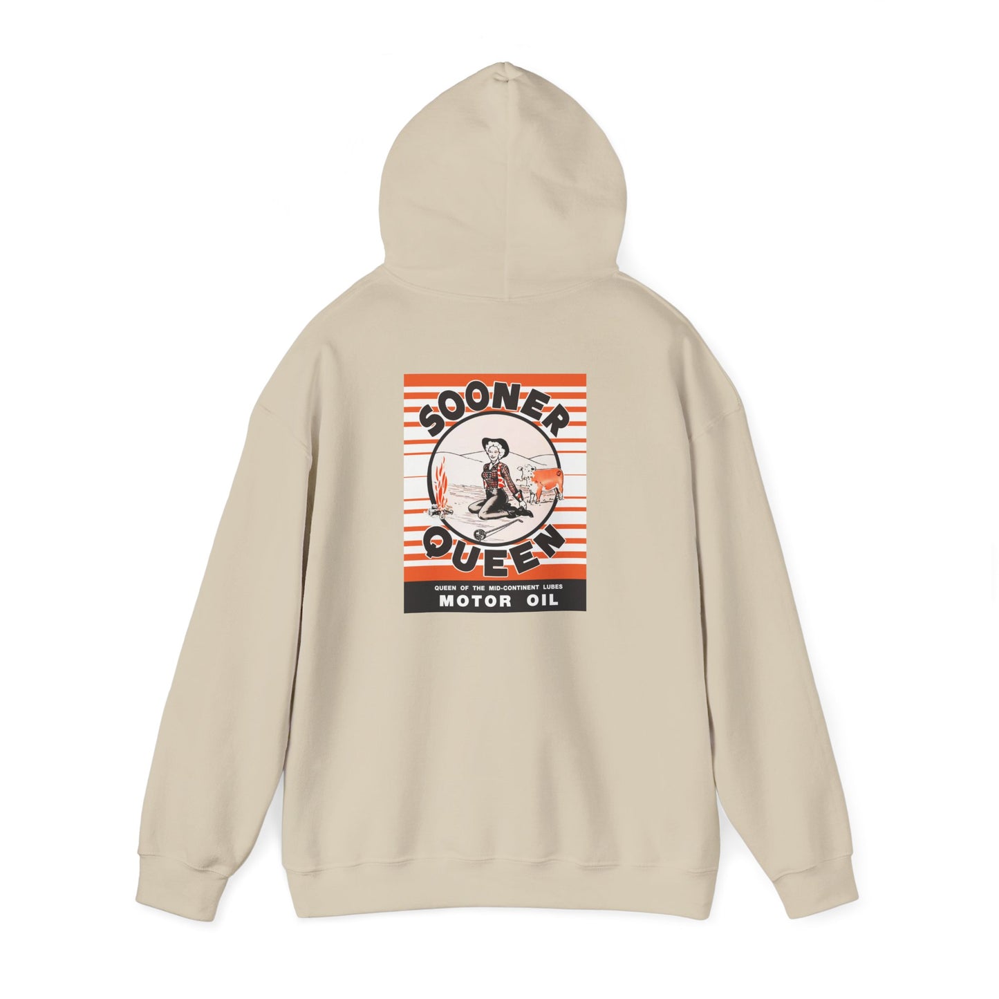 Sooner Queen Motor Oil Hoodie — Retro Racing Graphic Sweatshirt
