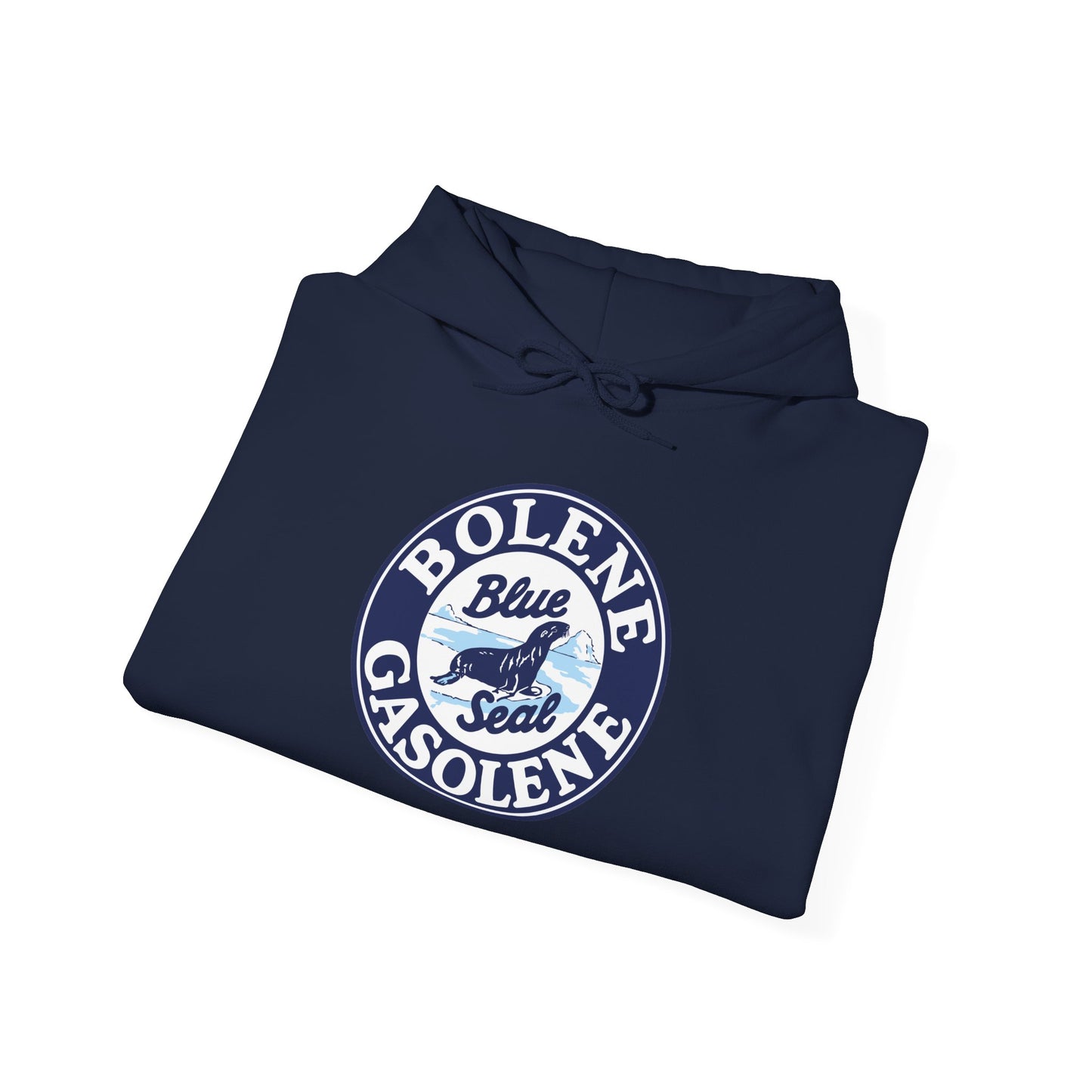 Bolene Blue Seal"Gasoline Hoodie - Vintage " Retro Logo Pullover