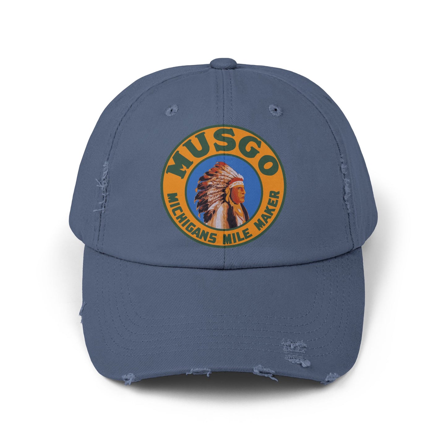 Musgo Gasoline distressed cap stone — vintage petroliana hat — The Faded Label Co.