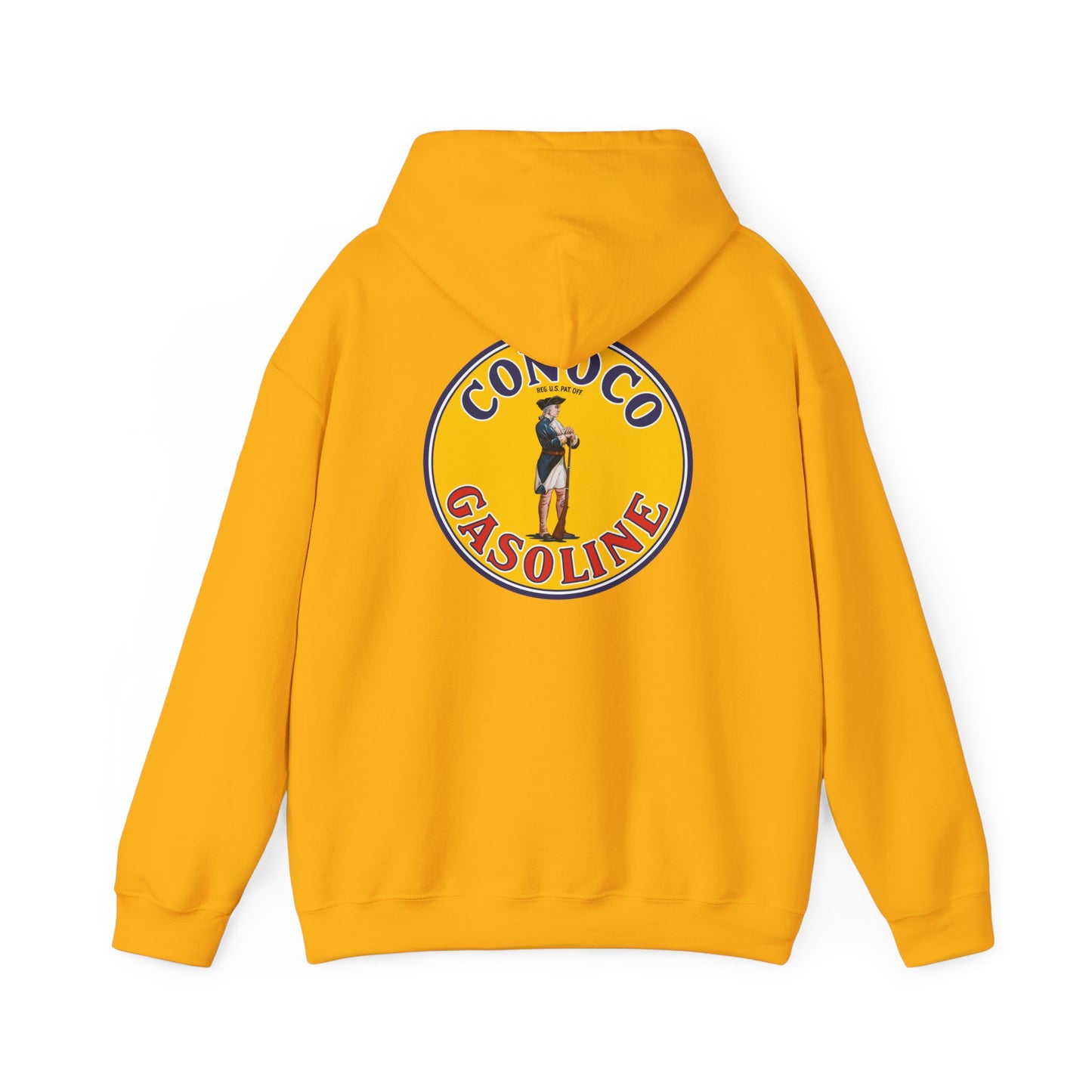 Conoco minuteman Gasoline Vintage Logo Hoodie — Retro Petrol Brand Pullover