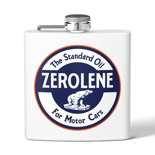 Zerolene flask navy — vintage petroliana gift — The Faded Label Co.