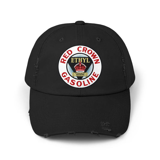 Red Crown Ethyl distressed cap black — vintage petroliana hat — The Faded Label Co.