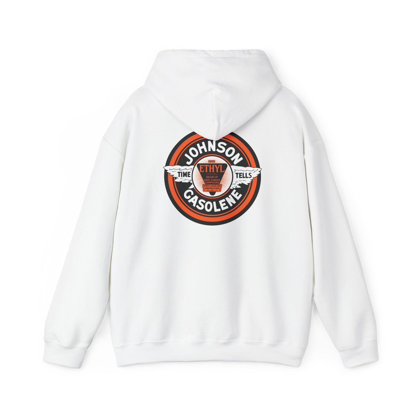 Vintage Johnson Gasolene Logo Hoodie — Retro Petrol Station Sweatshirt