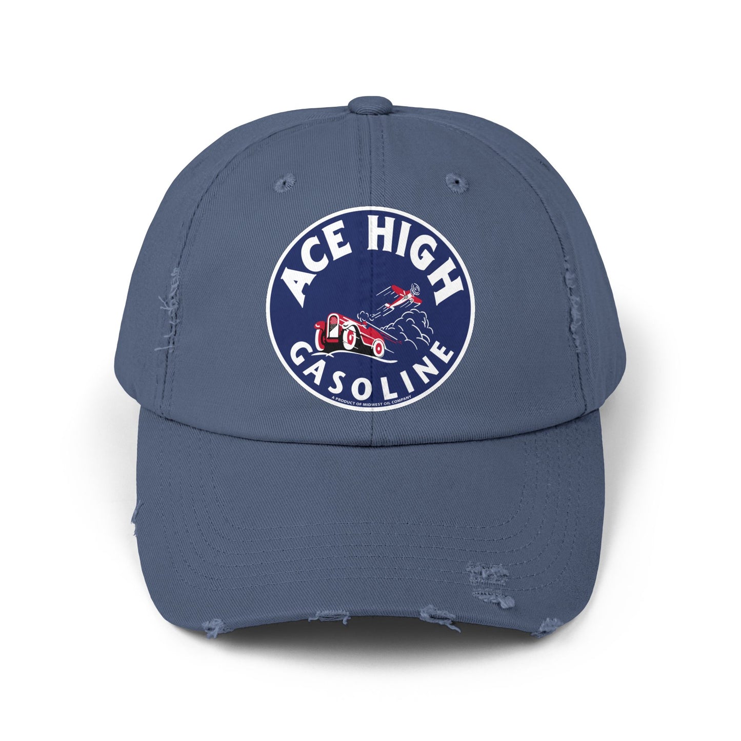 Ace High Gasoline Distressed Cap — Vintage Petroliana Hat | The Faded Label Co.