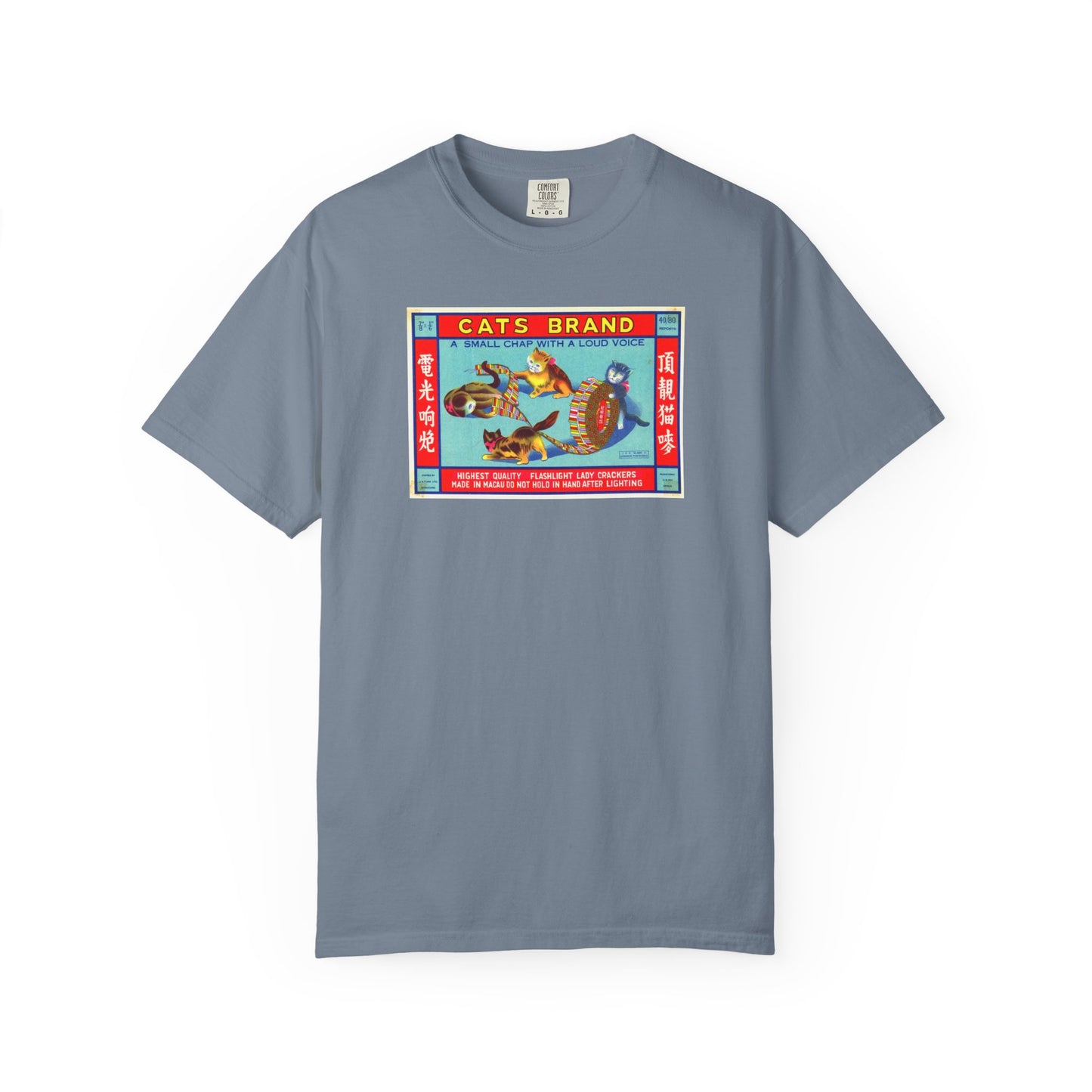 Cats Brand Firecrackers t-shirt Grey — vintage mid-century fireworks graphic tee — The Faded Label Co.