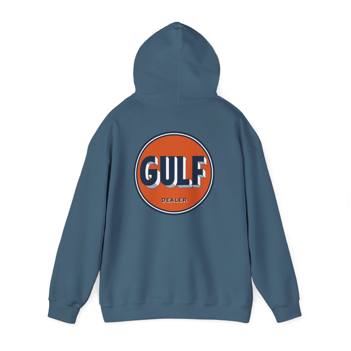 Gulf dealer Logo Hoodie — Vintage Orange Gas Station Crewneck