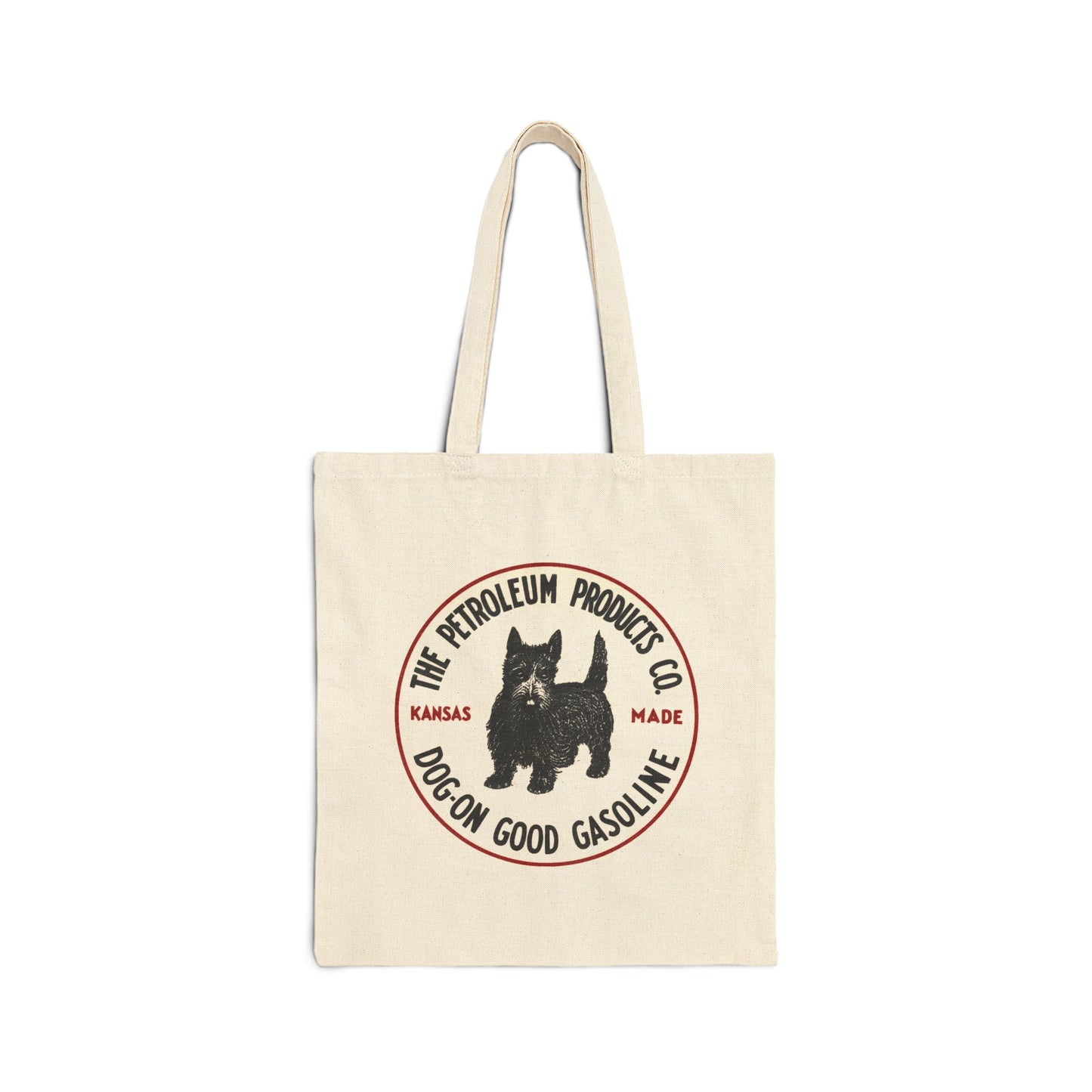 Dog-On Good Gasoline canvas tote bag — vintage petroliana swap meet bag — The Faded Label Co.