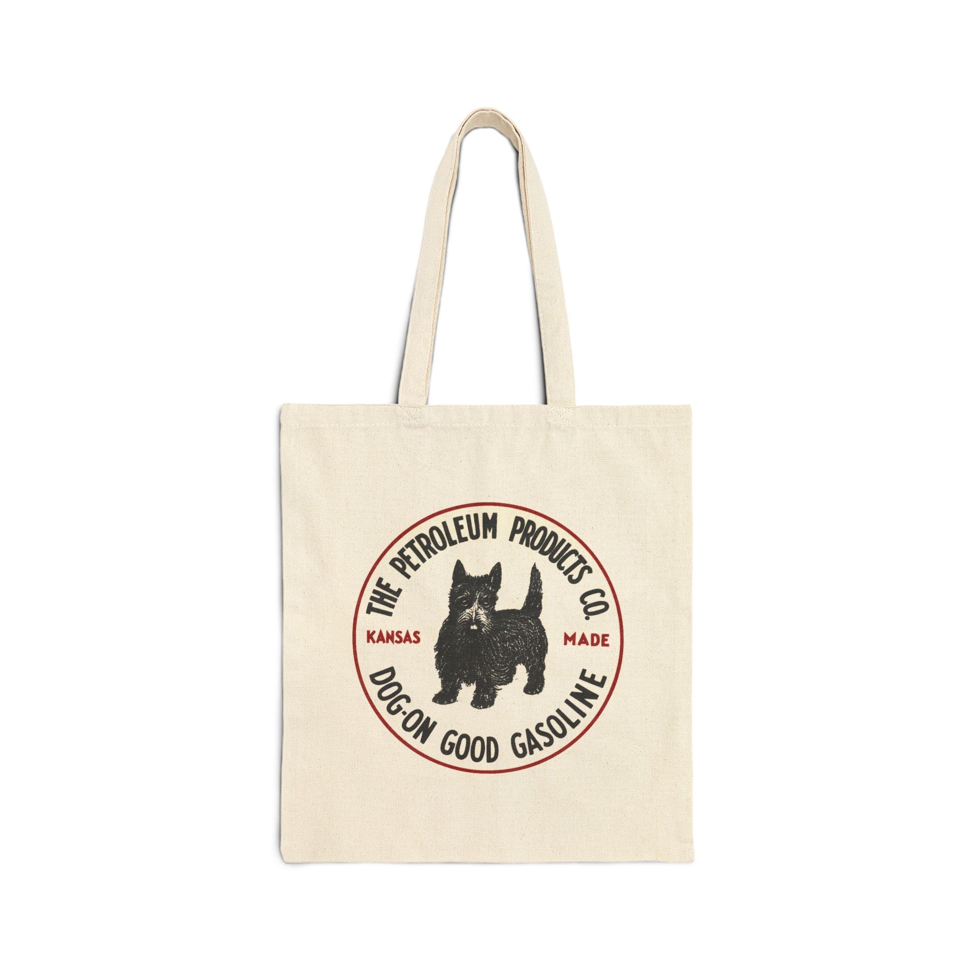 Dog-On Good Gasoline canvas tote bag — vintage petroliana swap meet bag — The Faded Label Co.