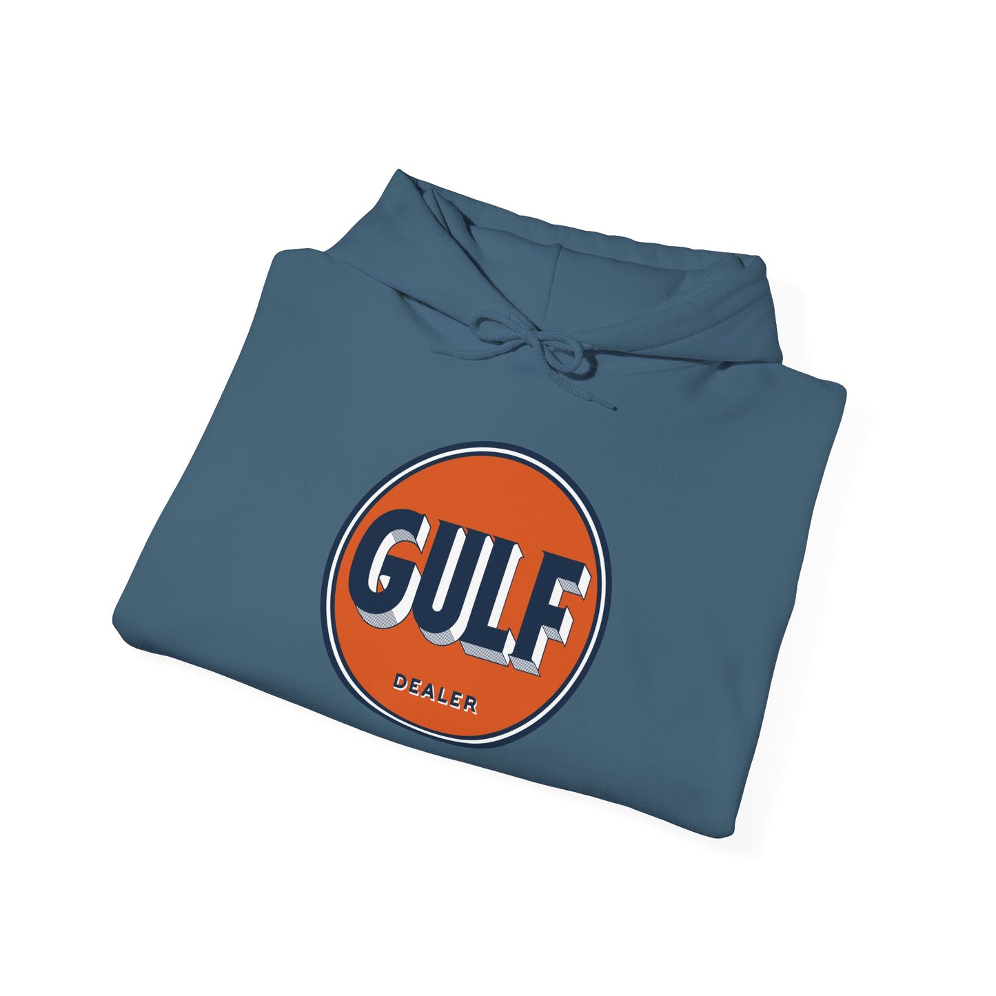 Gulf dealer Logo Hoodie — Vintage Orange Gas Station Crewneck
