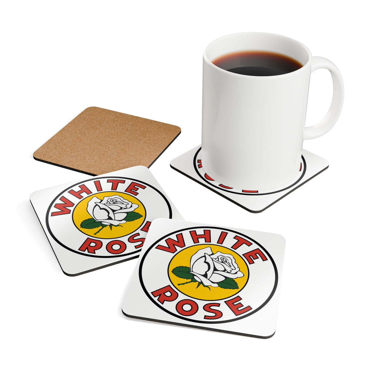 White Rose Gasoline Coaster Set — Vintage Canadian Petroliana Gift | The Faded Label Co.