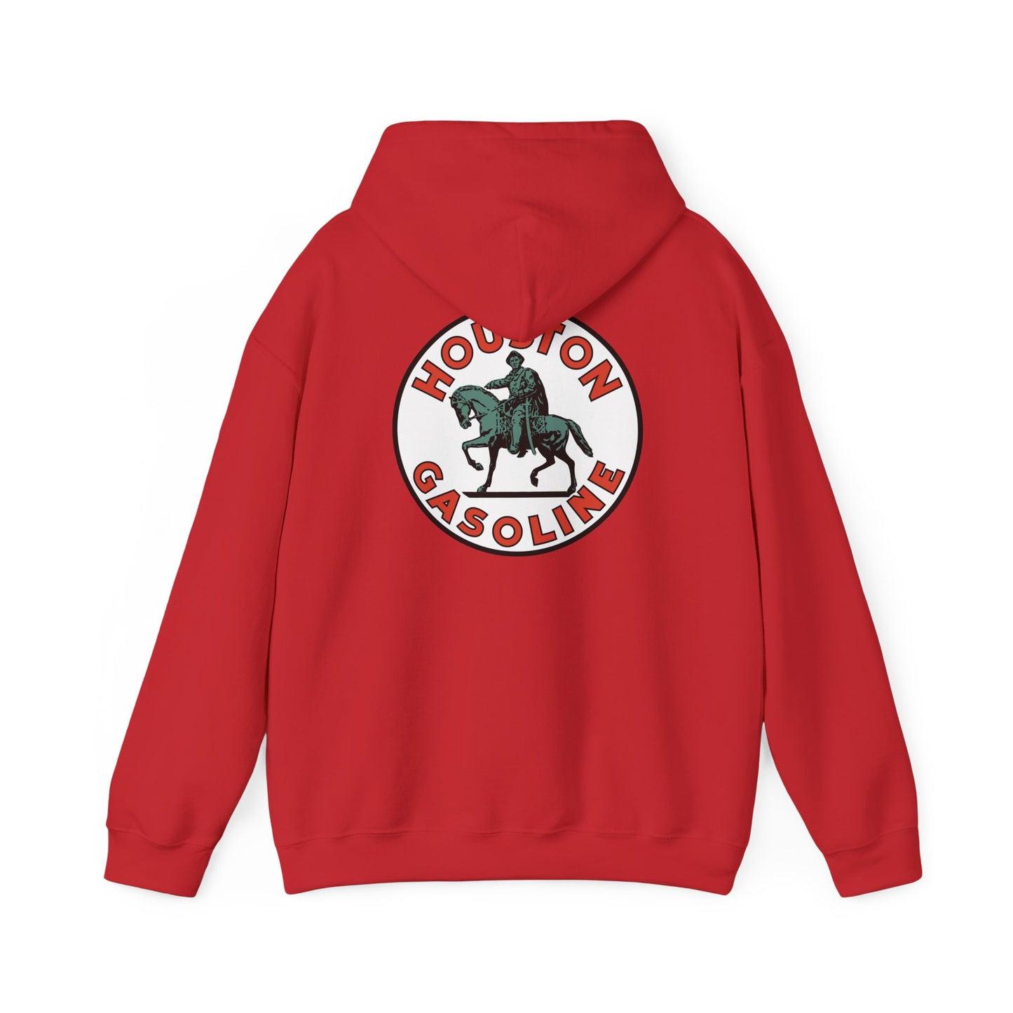 Houston Gasoline Logo Hoodie — Vintage Equestrian Gas Station Crewneck