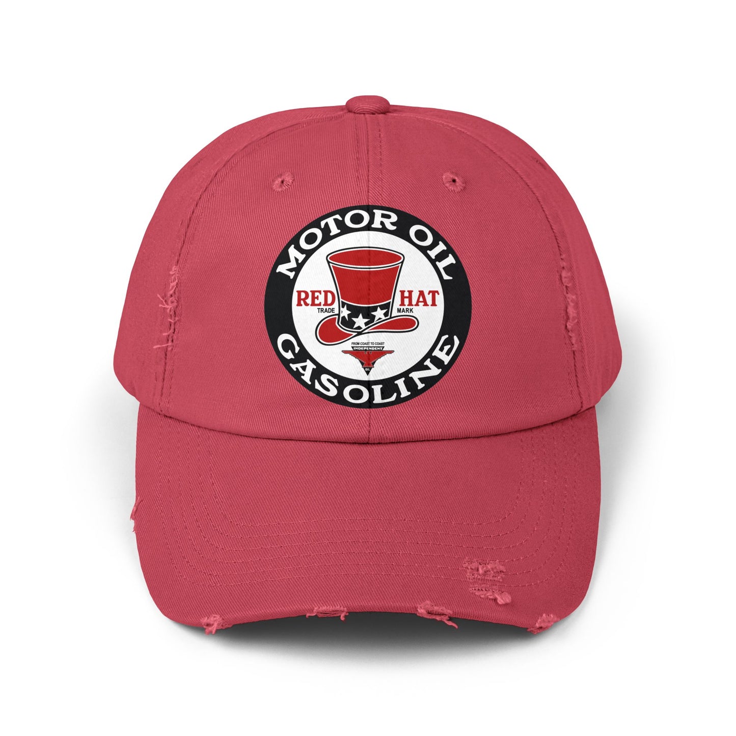 Red Hat Motor Oil & Gasoline Distressed Cap — Vintage Rare Petroliana Hat | The Faded Label Co.