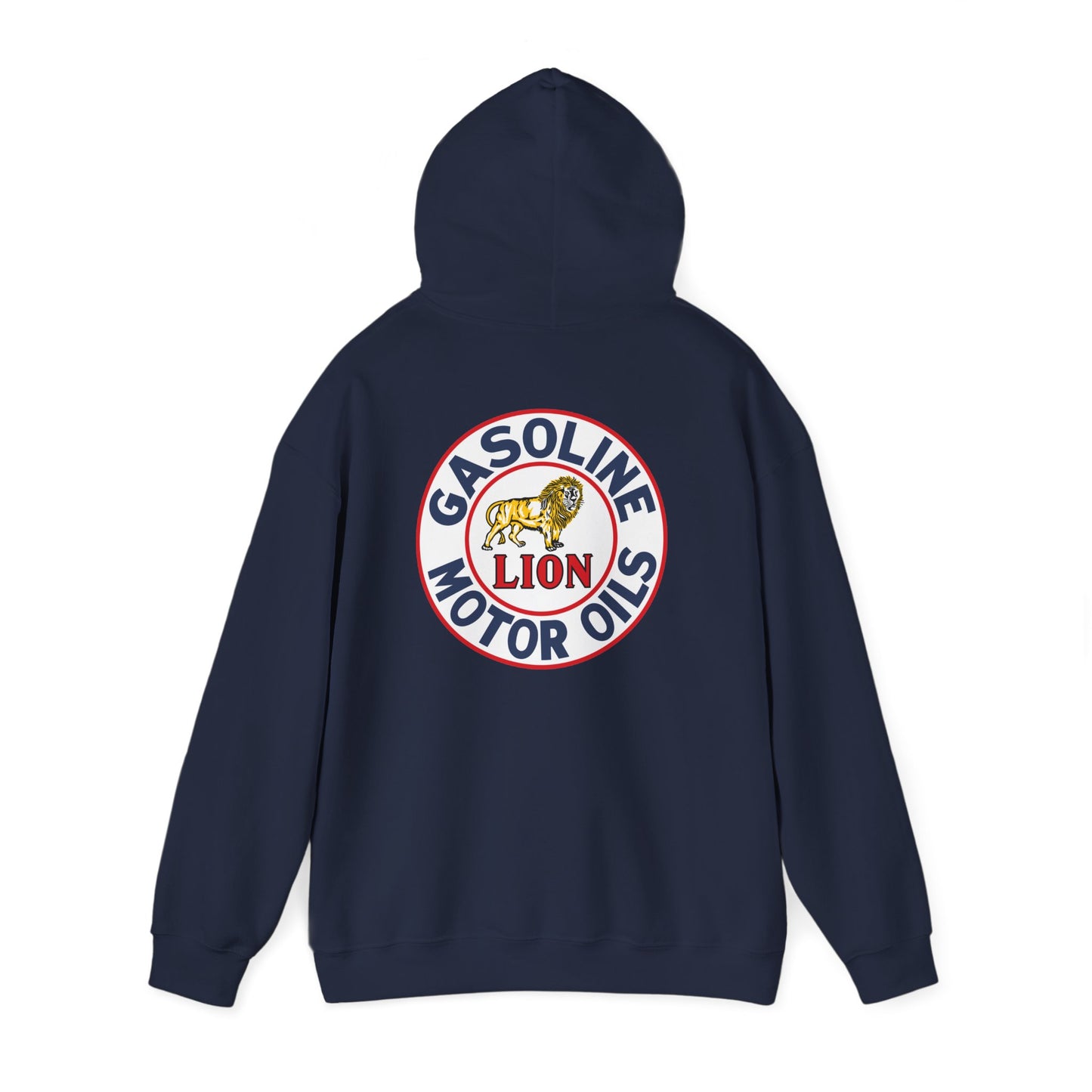Gasoline Lion Motor Oils Hoodie — Vintage Racing Logo Pullover