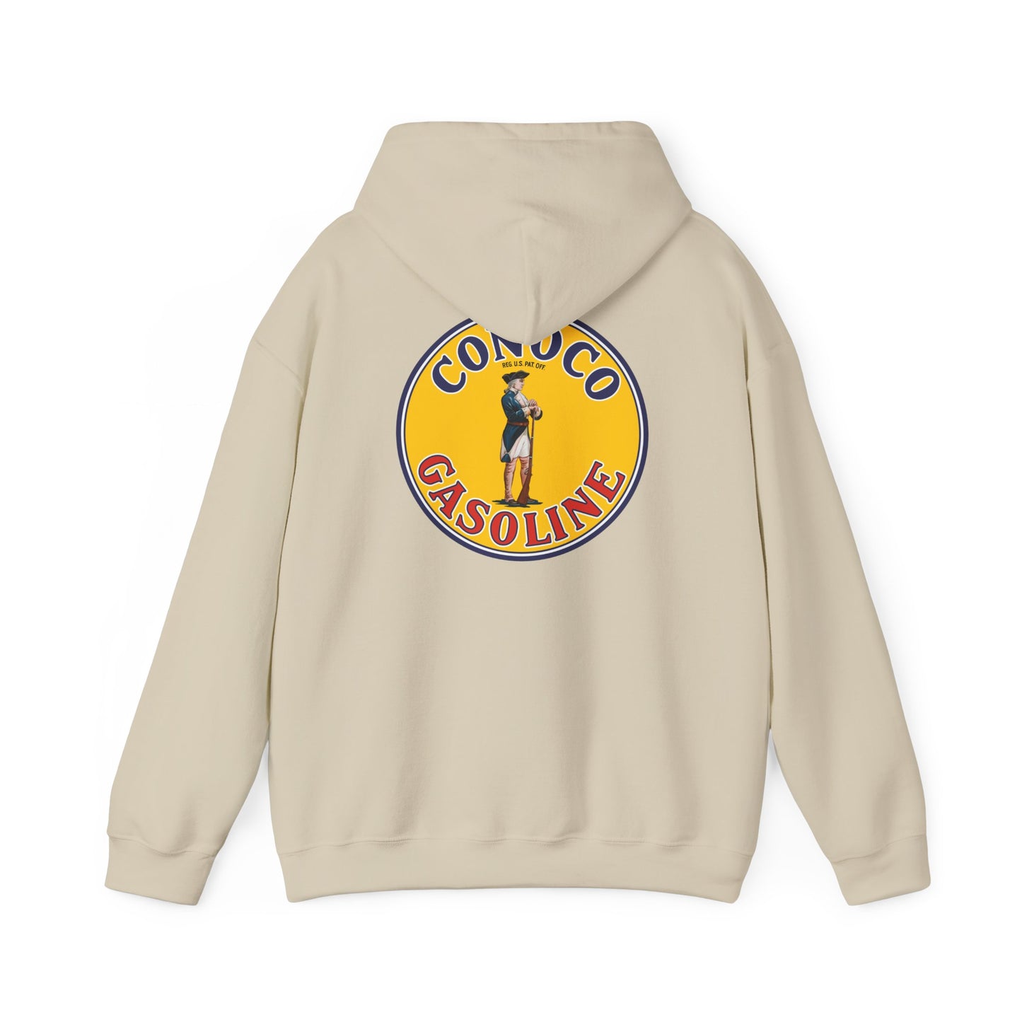 Conoco minuteman Gasoline Vintage Logo Hoodie — Retro Petrol Brand Pullover