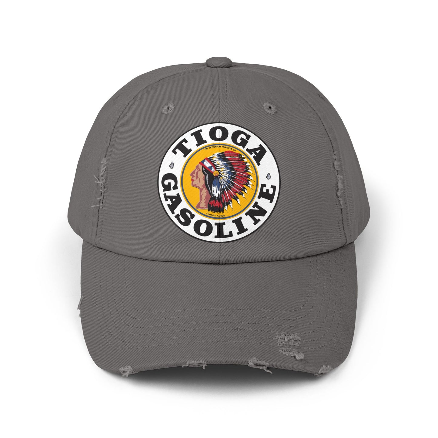 Tioga Gasoline distressed cap dashing red — vintage petroliana hat — The Faded Label Co.