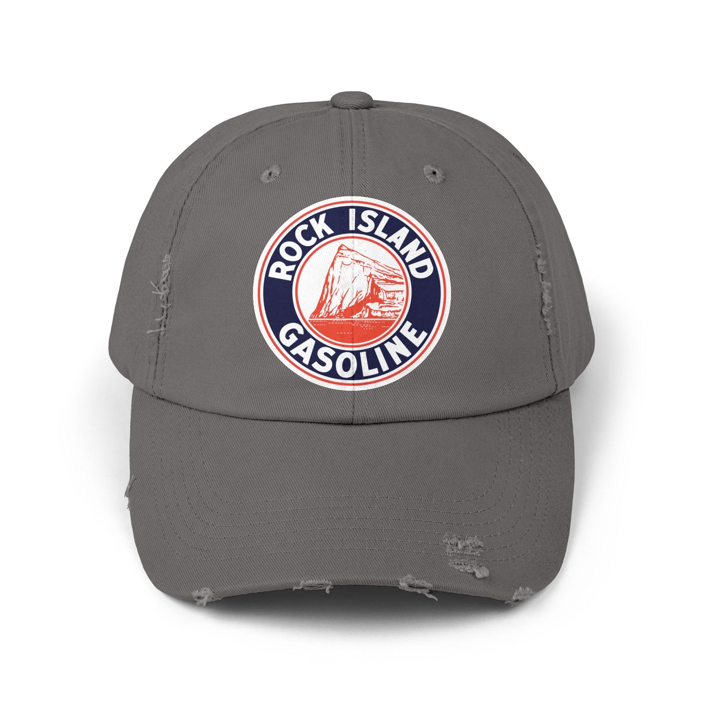 Rock Island Gasoline Distressed Cap — Vintage Petroliana Hat | The Faded Label Co.
