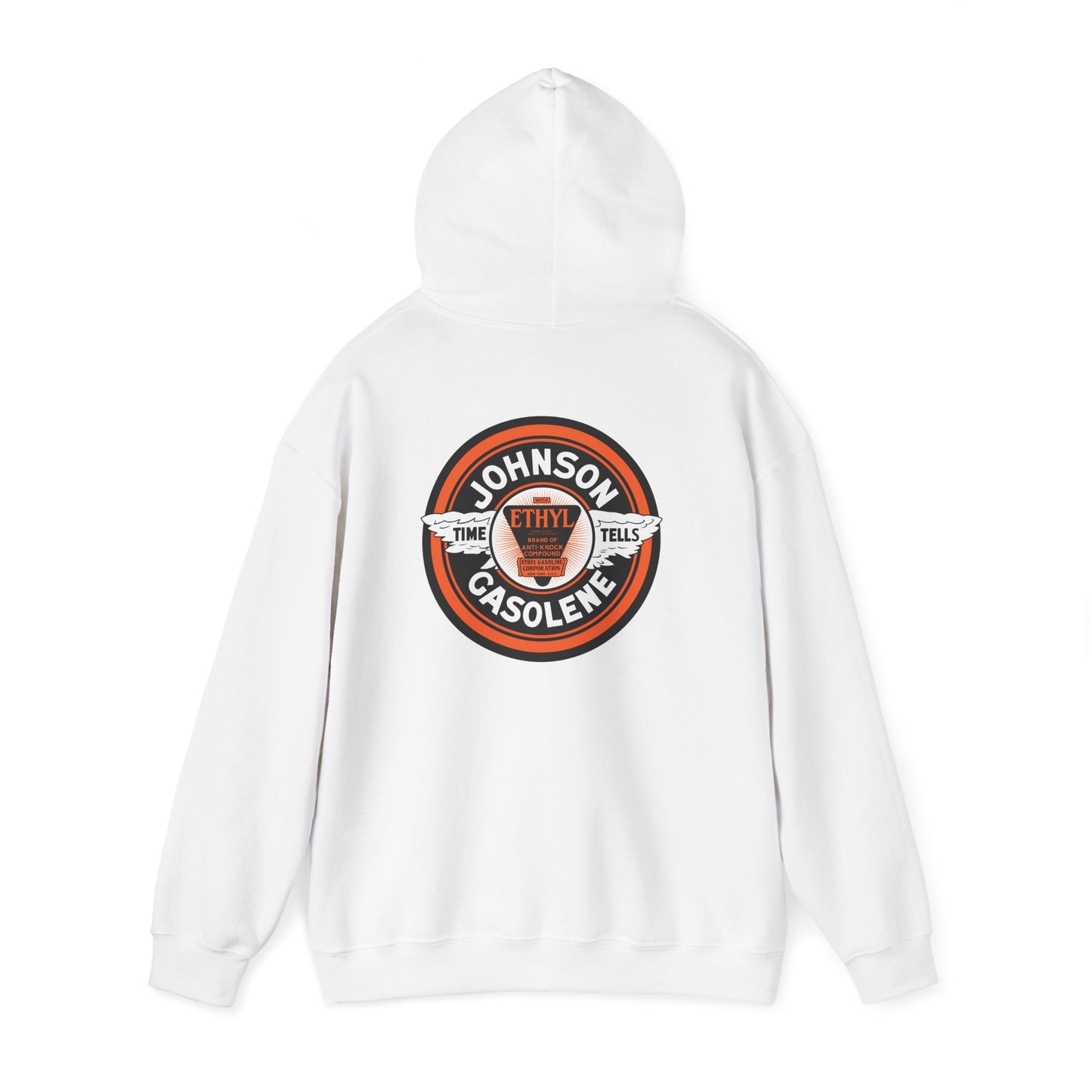 Vintage Johnson Gasolene Logo Hoodie — Retro Petrol Station Sweatshirt