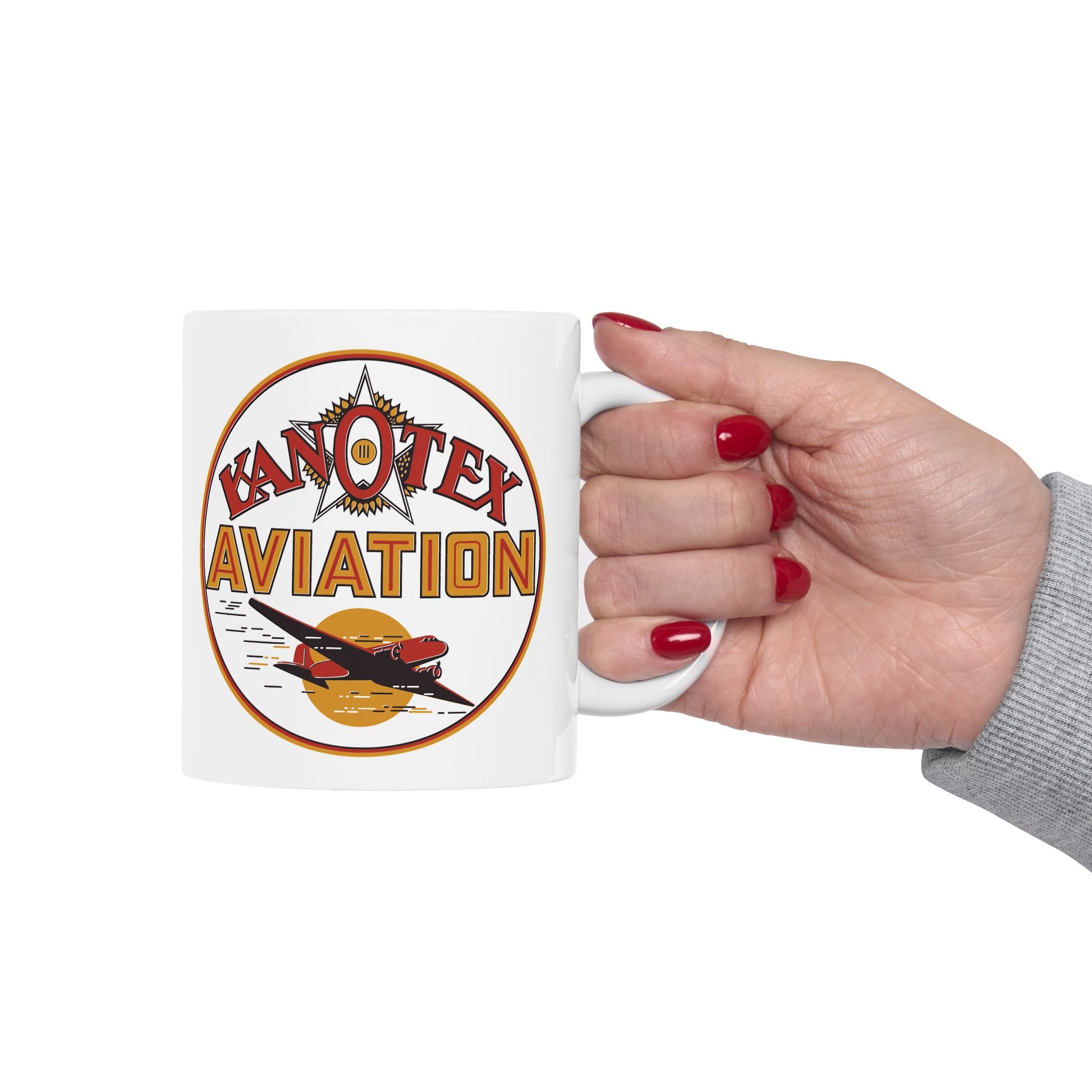 Kanotex Aviation mug lifestyle shot — vintage petroliana decor — The Faded Label Co.