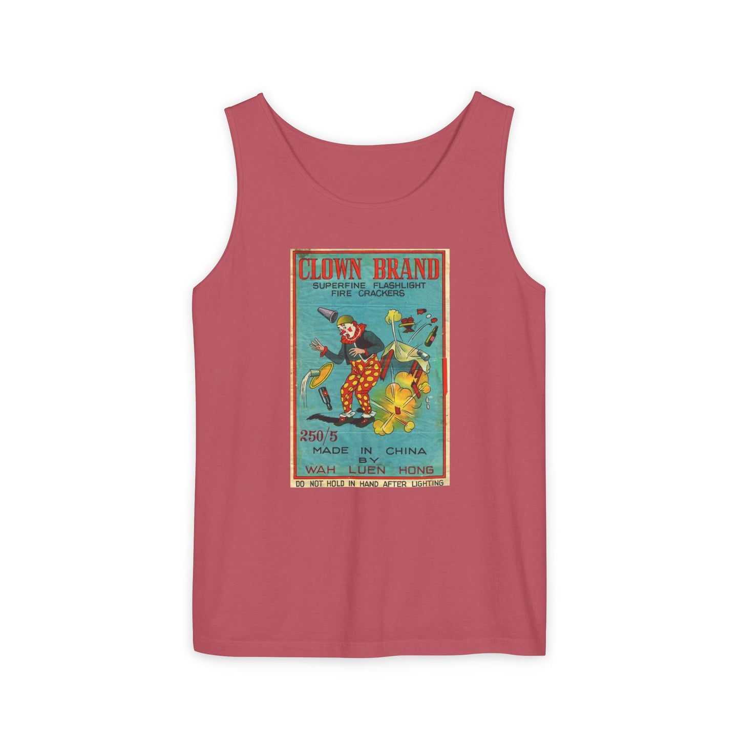 Clown Brand Firecrackers tank top gray — 4th of July vintage graphic tank — The Faded Label Co.