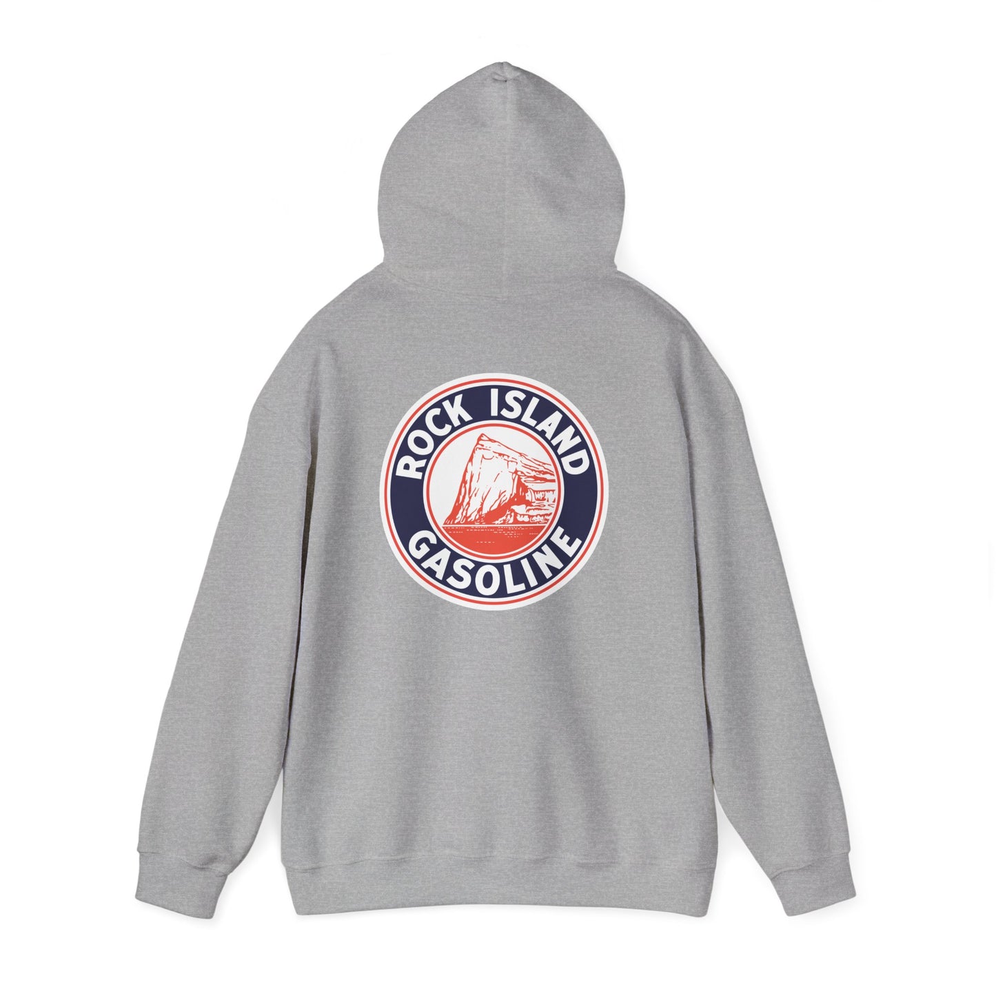 Rock Island Gasoline Hoodie — Vintage Gas Station Logo Pullover