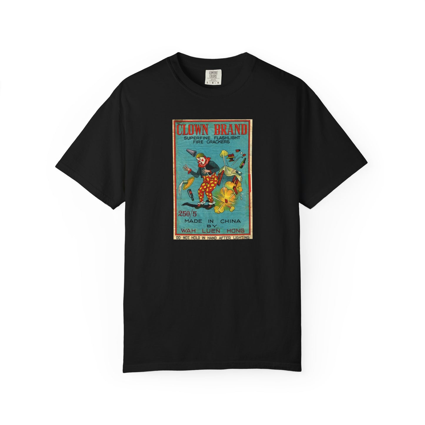 Clown Brand Firecrackers t-shirt Ivory — vintage mid-century fireworks graphic tee — The Faded Label Co.