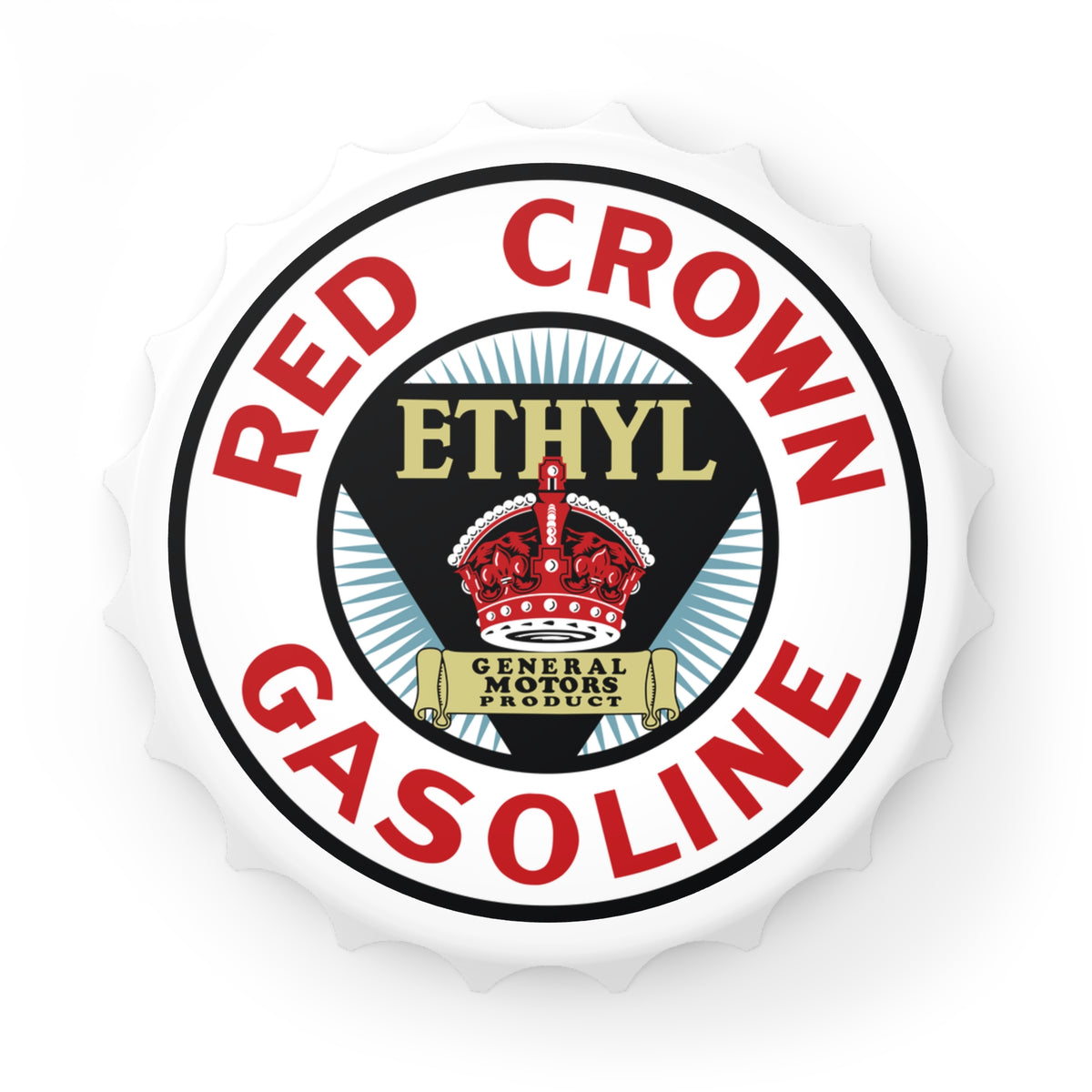 Red Crown Ethyl bottle opener — vintage petroliana gift — The Faded Label Co.