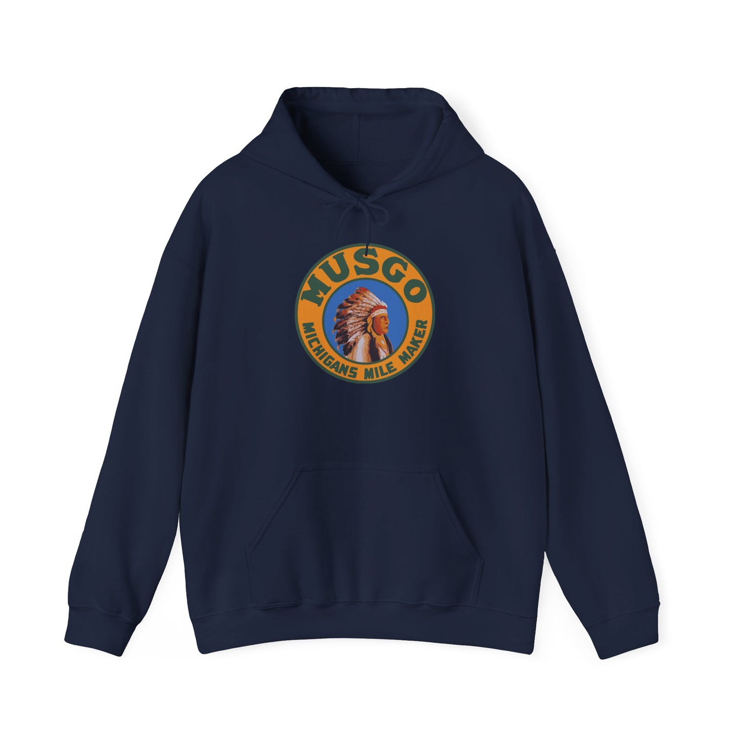 MUsgo Michigan’s Mile Maker Hoodie —Retro Native Chief Logo Sweatshirt
