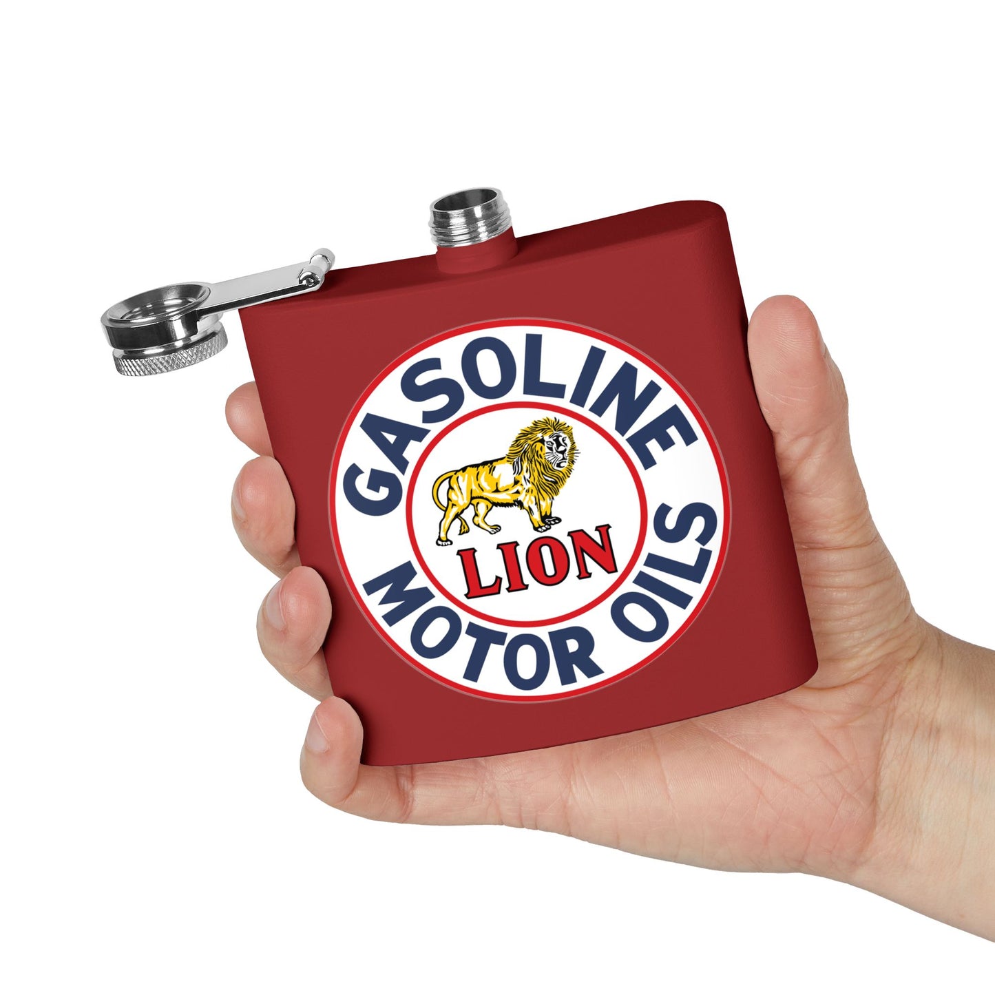 Lion Gasoline Flask — Vintage Arkansas Petroliana Gift | The Faded Label Co.