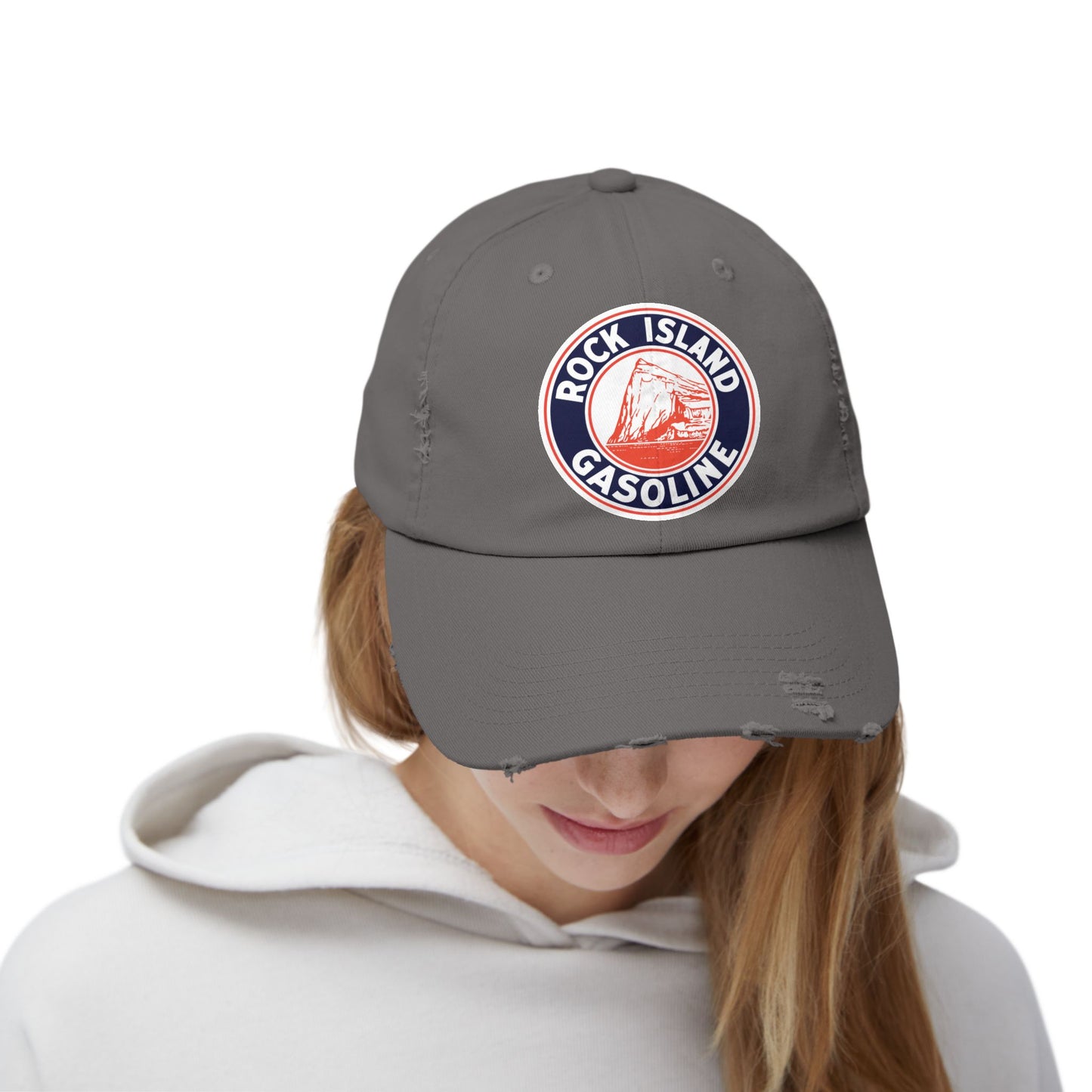 Rock Island Gasoline Distressed Cap — Vintage Petroliana Hat | The Faded Label Co.