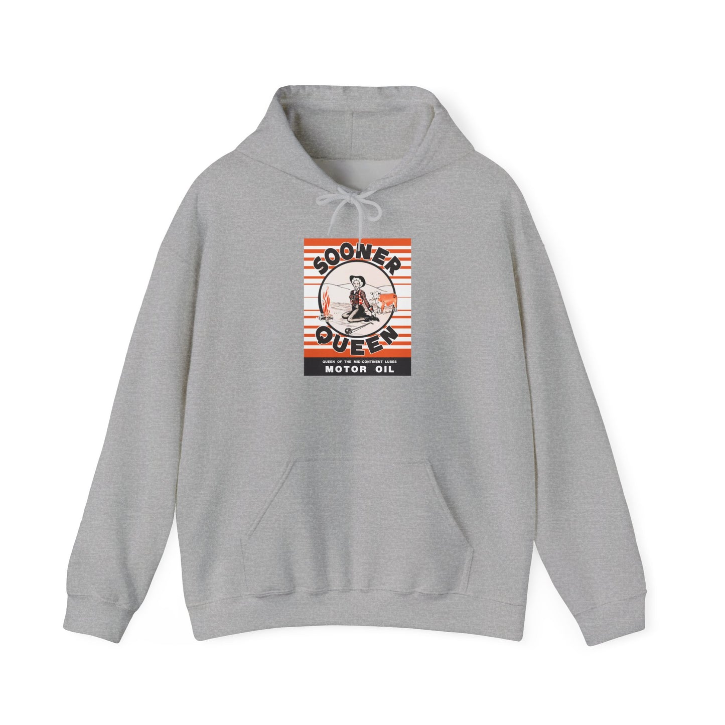 Sooner Queen Motor Oil Hoodie — Retro Racing Graphic Sweatshirt