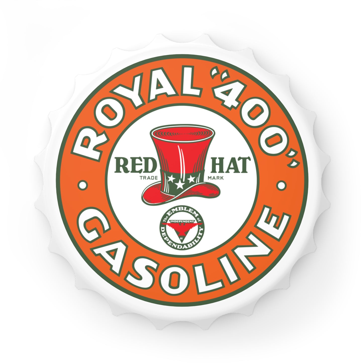 Red Hat Royal 400 bottle opener — vintage petroliana gift — The Faded Label Co.