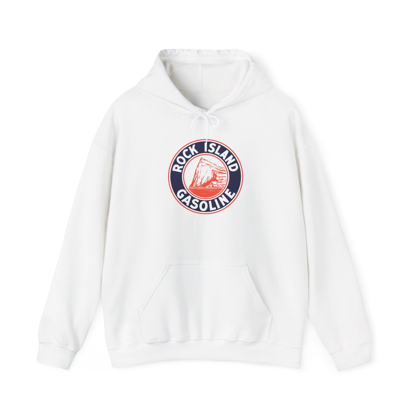 Rock Island Gasoline Hoodie — Vintage Gas Station Logo Pullover