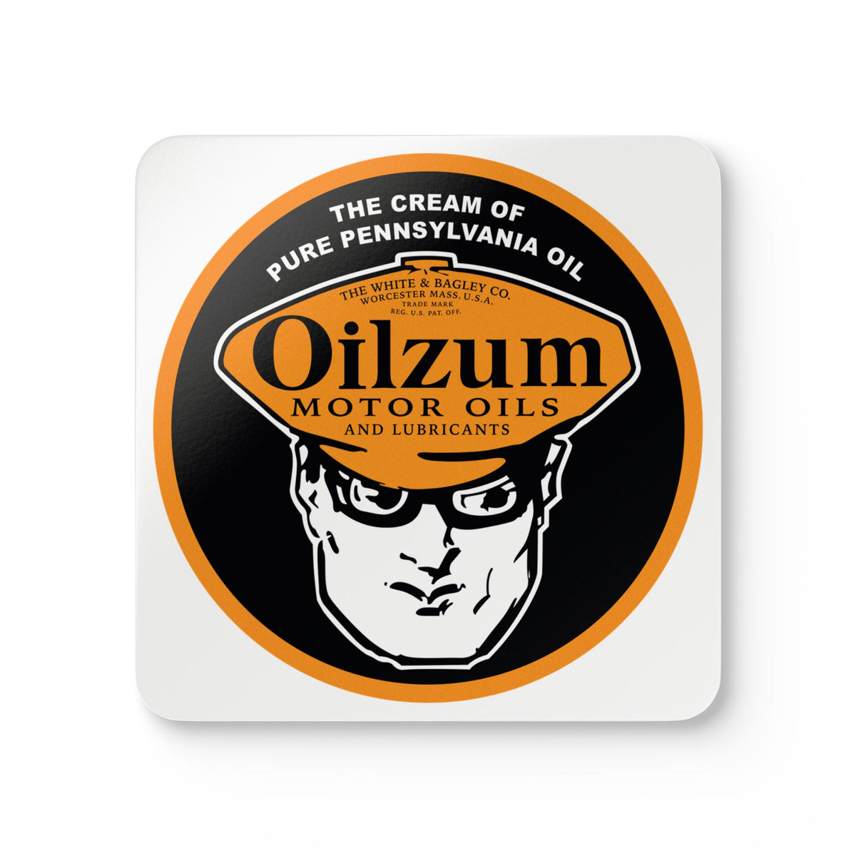 Oilzum coaster set — vintage petroliana gift — The Faded Label Co.