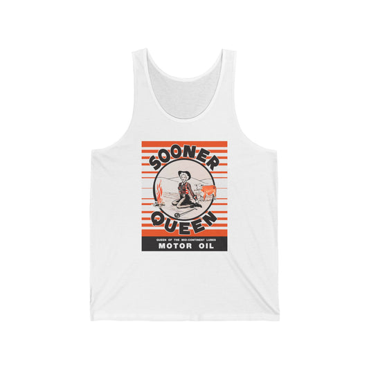 Sooner Queen Motor Oil surf tank athletic heather — rare Oklahoma petroliana art — The Faded Label Co.