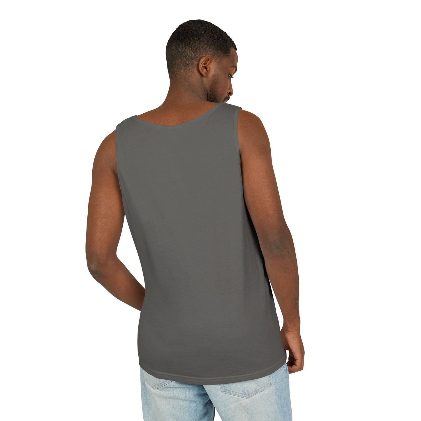 Star Brand Salutes tank top flat lay pepper — Comfort Colors 9360 unisex tank — The Faded Label Co.