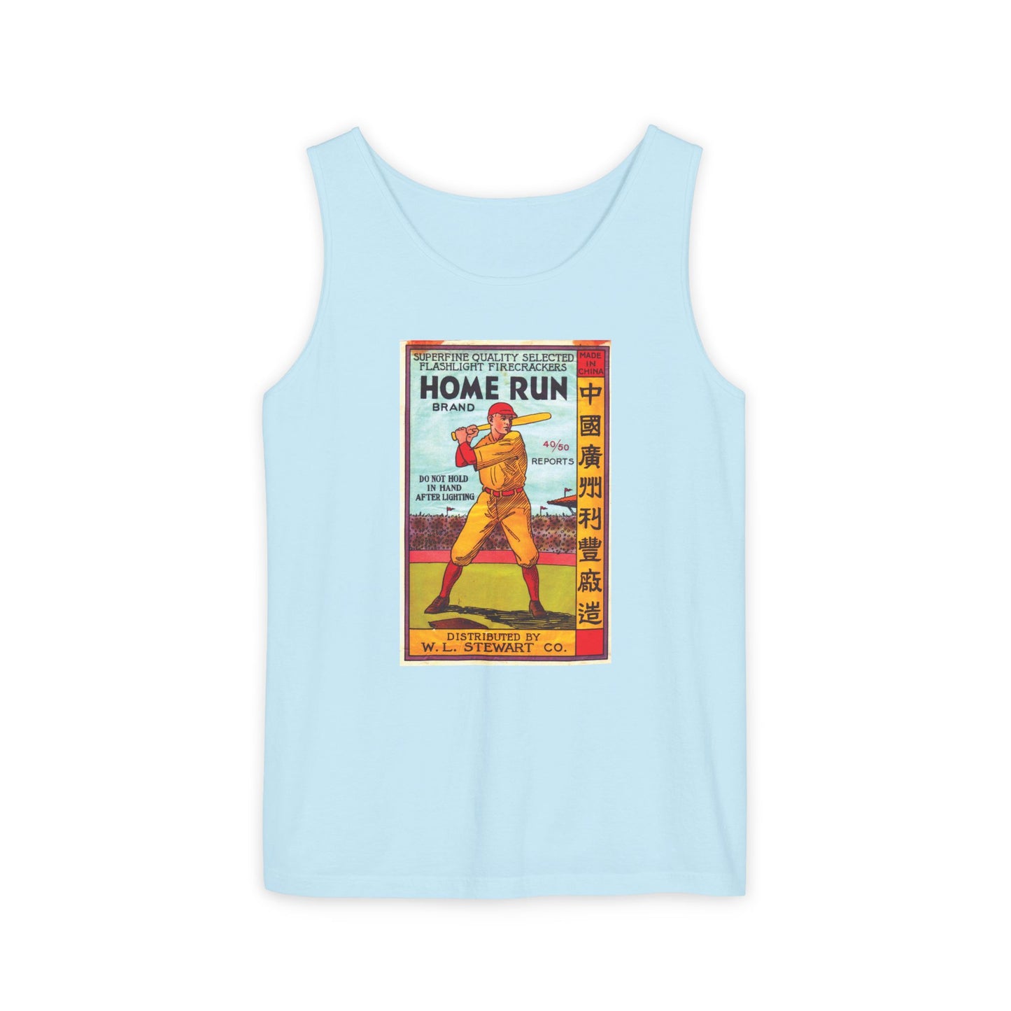 Home Run Firecrackers Unisex Tank Top — Vintage 4th of July Fireworks Art | The Faded Label Co.