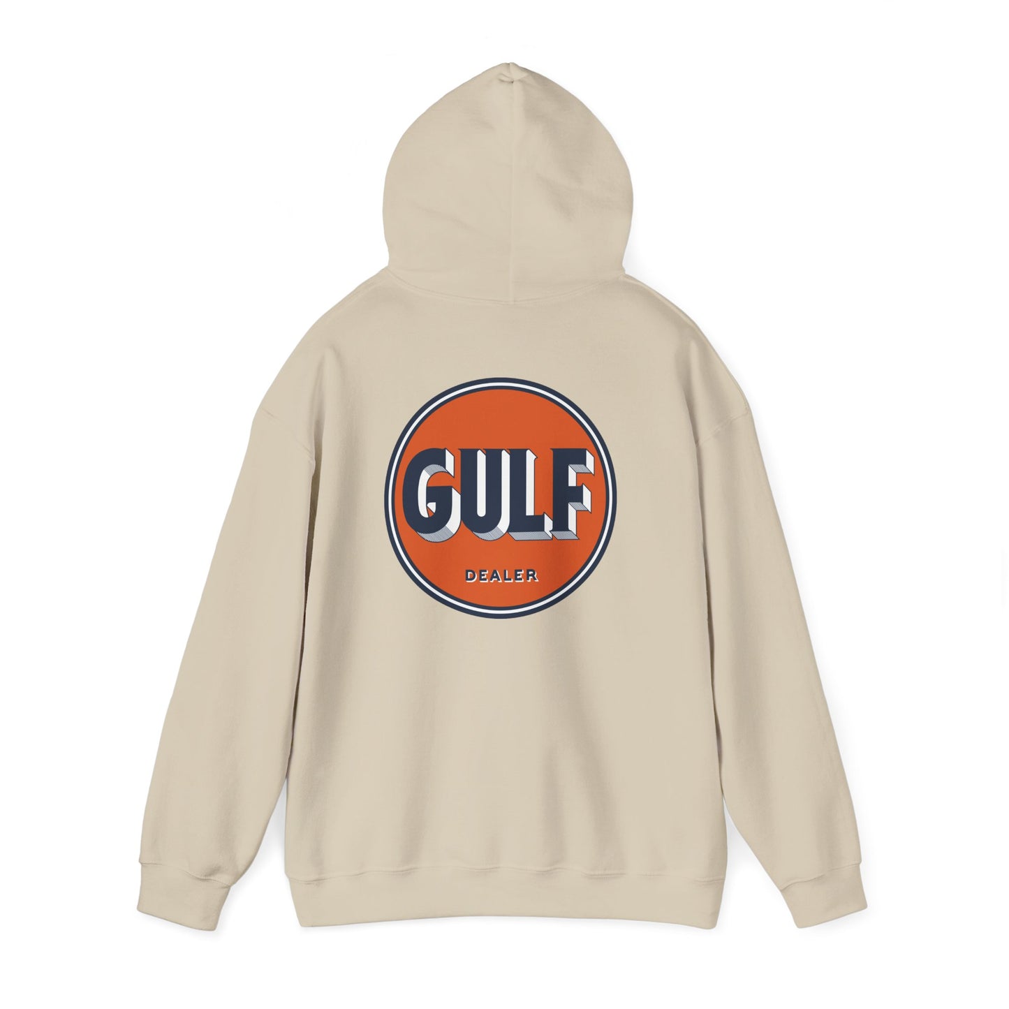 Gulf dealer Logo Hoodie — Vintage Orange Gas Station Crewneck