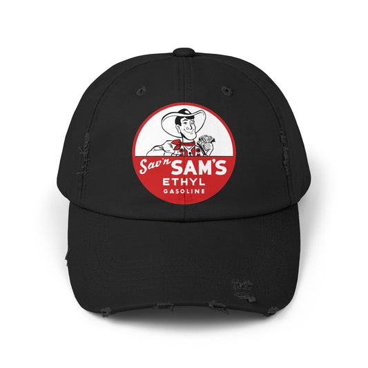 Sam's Ethyl Gasoline distressed cap black — vintage petroliana hat — The Faded Label Co.