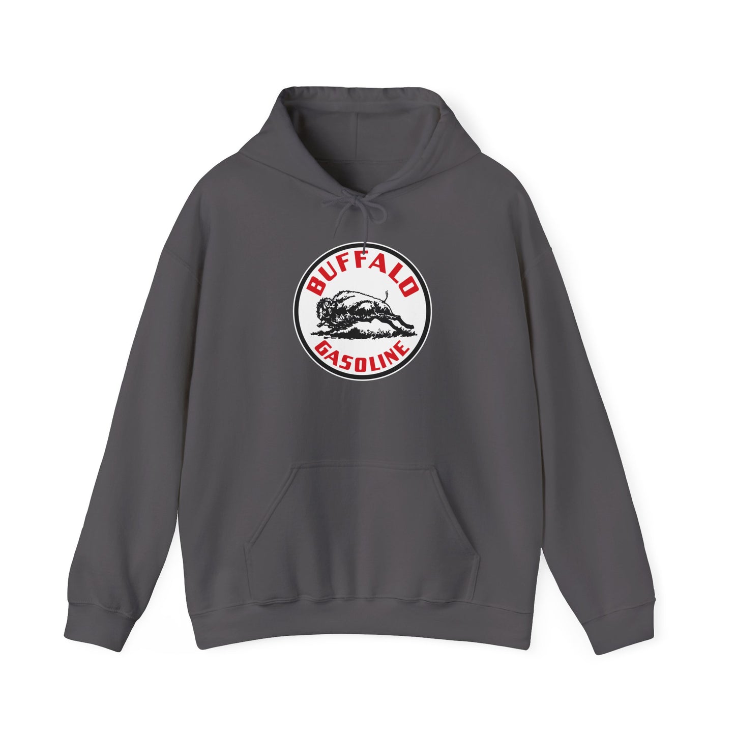 Buffalo Gasoline Retro Logo Hoodie — Vintage Bison Fuel Graphic Sweatshirt