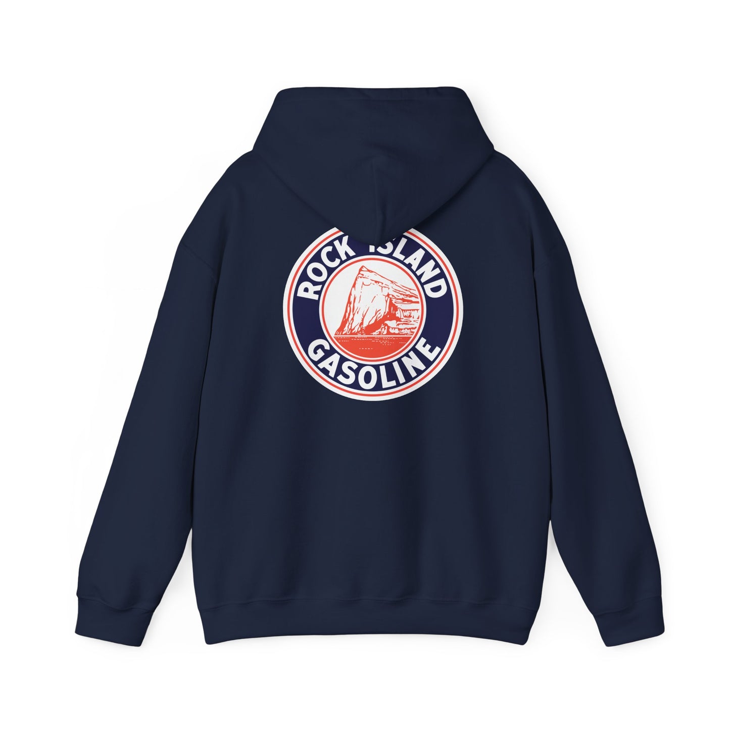 Rock Island Gasoline Hoodie — Vintage Gas Station Logo Pullover