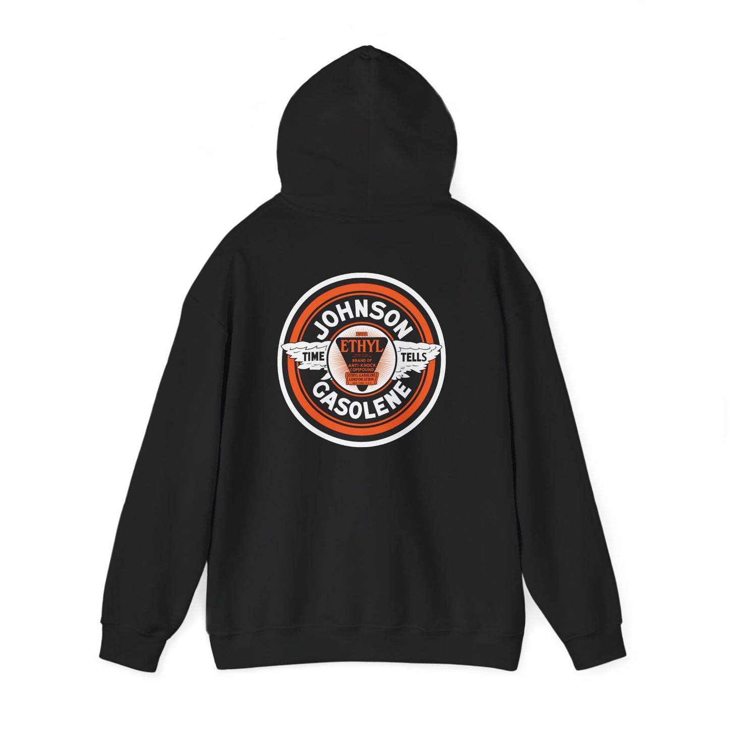 Vintage Johnson Gasolene Logo Hoodie — Retro Petrol Station Sweatshirt