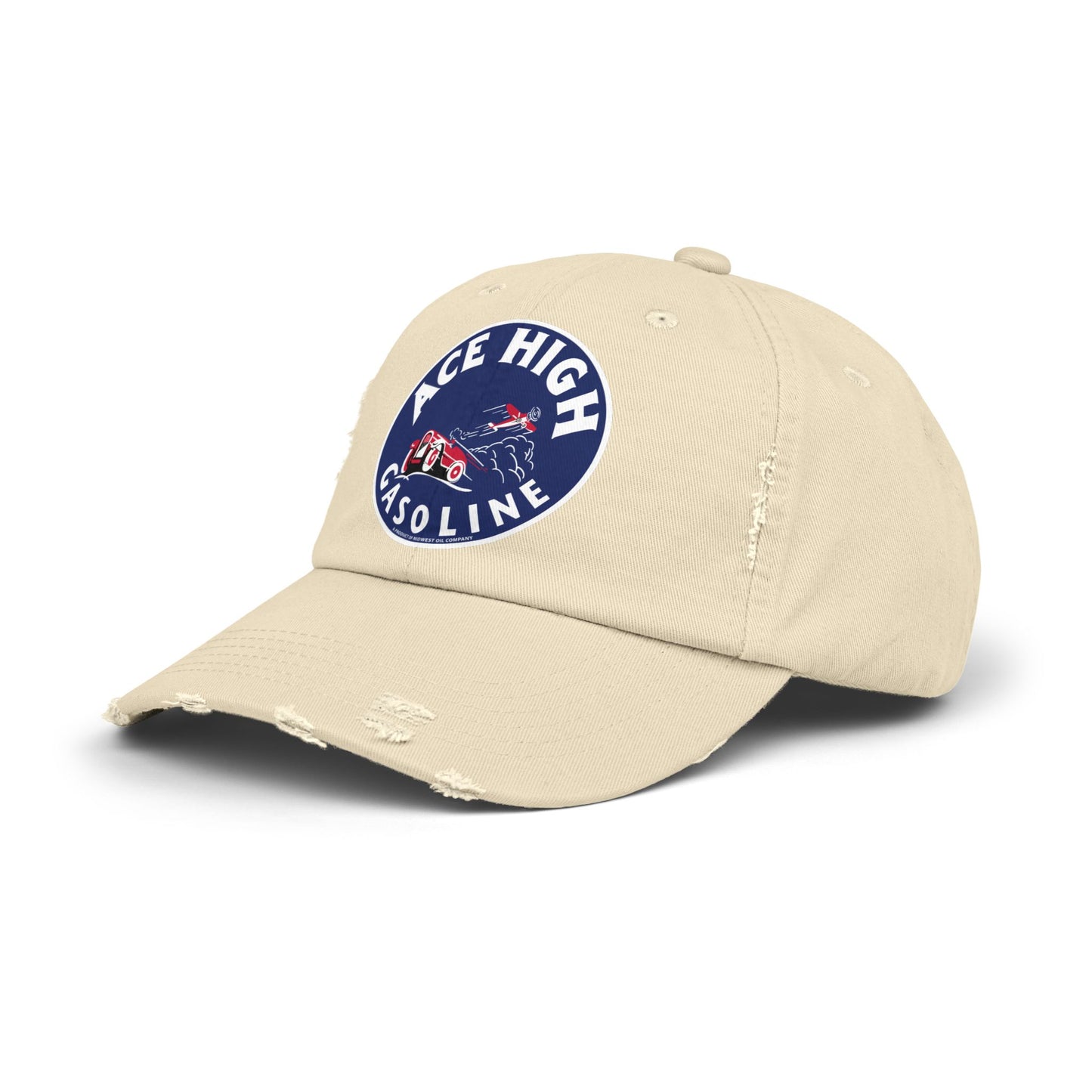 Ace High Gasoline Distressed Cap — Vintage Petroliana Hat | The Faded Label Co.