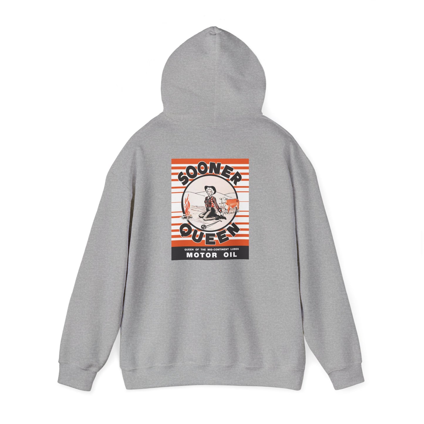 Sooner Queen Motor Oil Hoodie — Retro Racing Graphic Sweatshirt